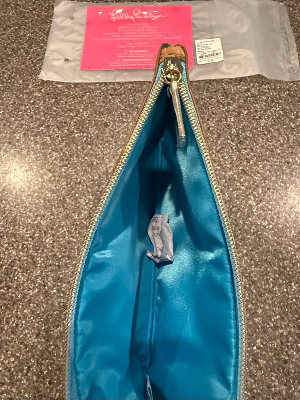 Lilly Pulitzer Blue & Teal Floral Pencil Case with Cork Trim
